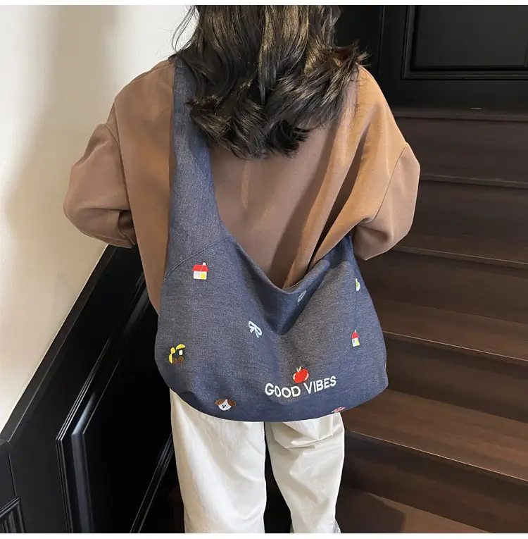 Japanese Embroidered Denim Crossbody Bag for Women — feature 11