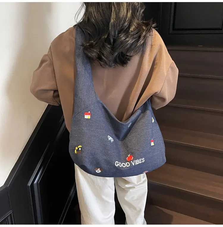 Japanese Embroidered Denim Crossbody Bag for Women — feature 12