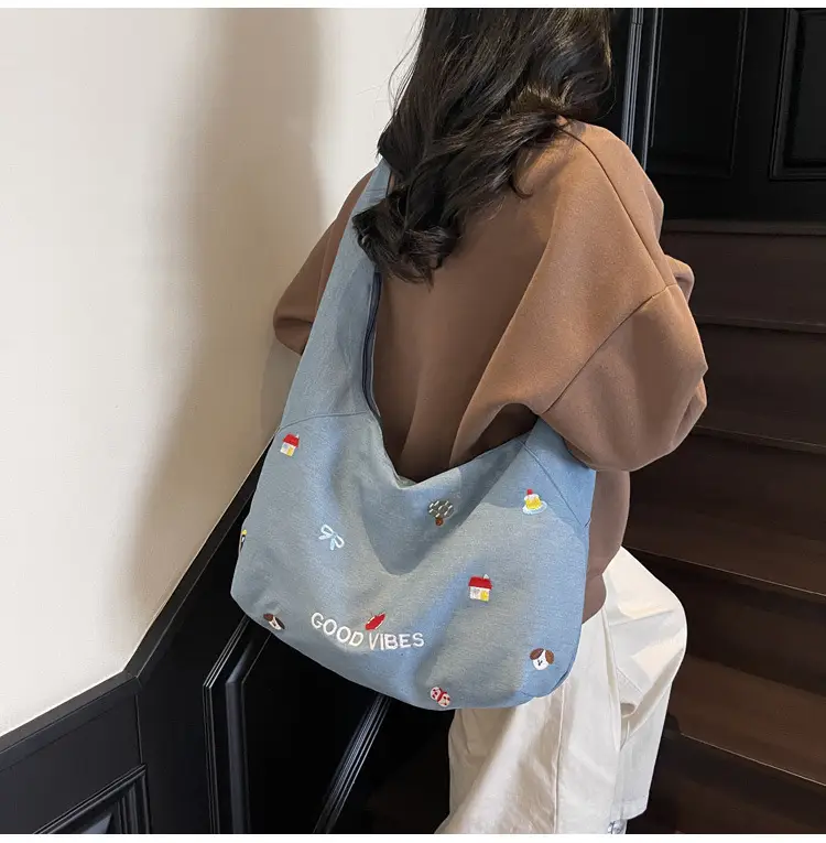 Japanese Embroidered Denim Crossbody Bag for Women — feature 15