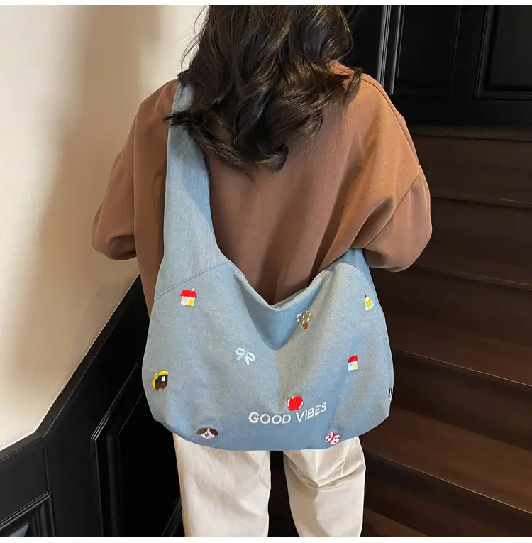 Japanese Embroidered Denim Crossbody Bag for Women — feature 17