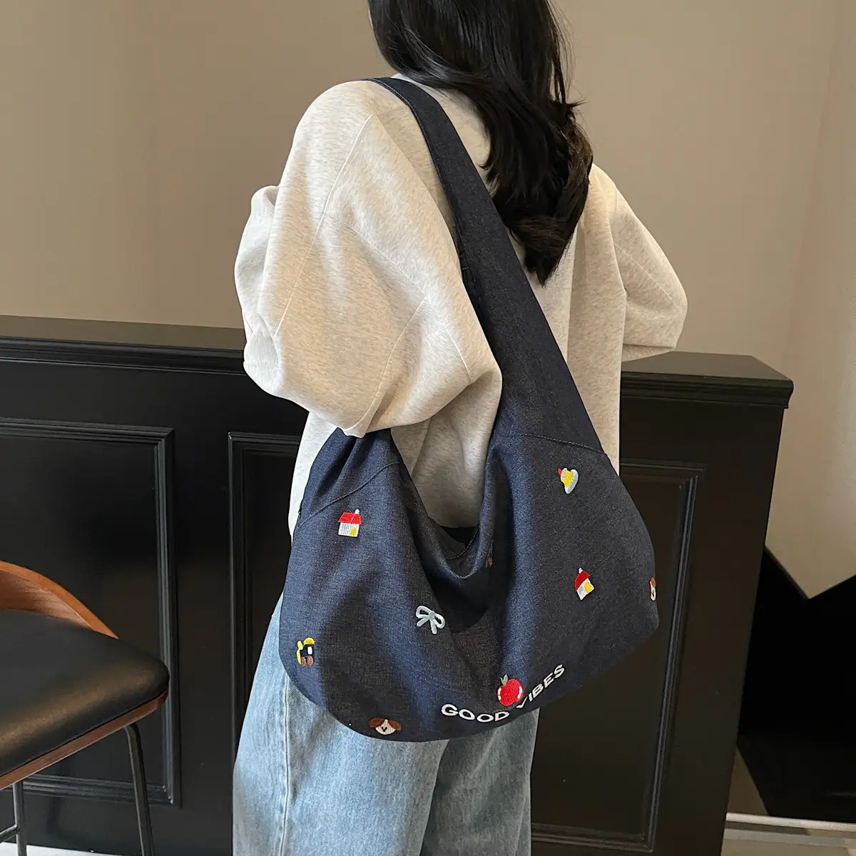 Japanese Embroidered Denim Crossbody Bag for Women — feature 21