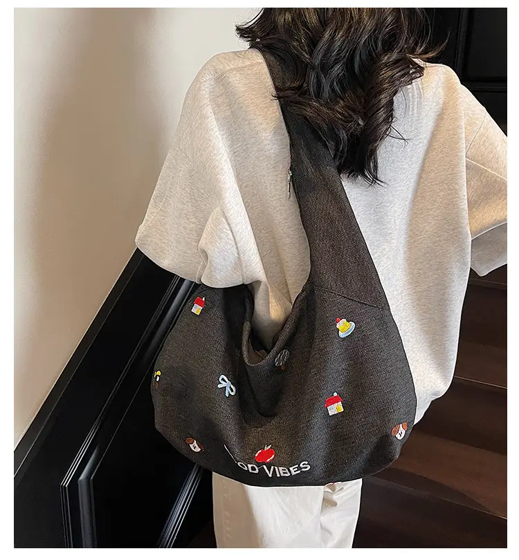 Japanese Embroidered Denim Crossbody Bag for Women — feature 3