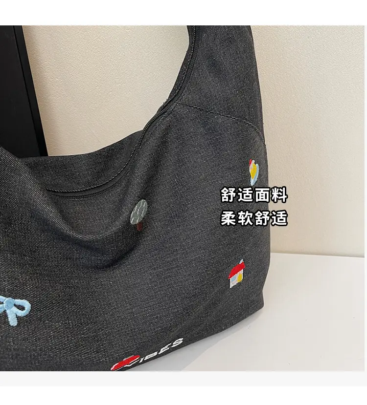 Japanese Embroidered Denim Crossbody Bag for Women — feature 7