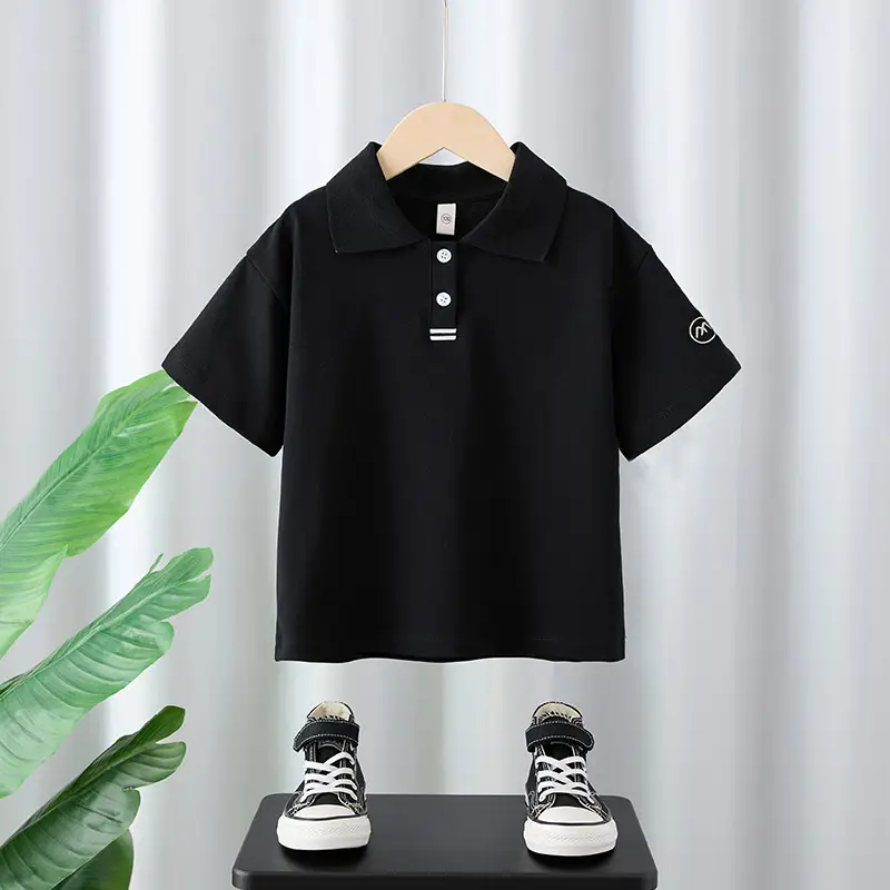 Boys Cotton Polo Shirt Black White Summer 2025 - Image 2