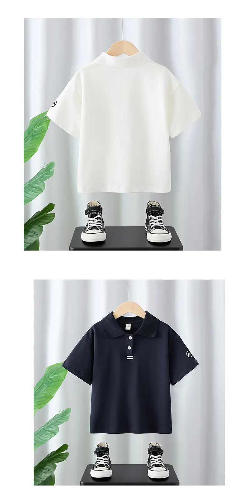 Boys Cotton Polo Shirt Black White Summer 2025 — feature 6