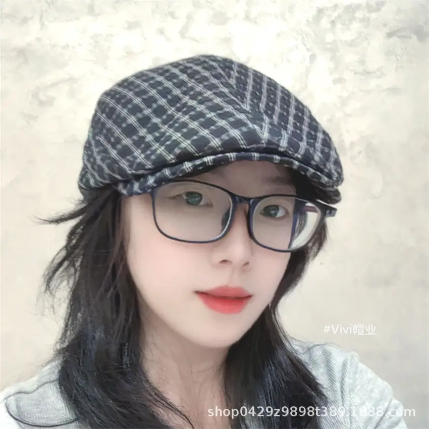 Women Retro Plaid Baseball Cap Spring Summer Thin Breathable - Image 6
