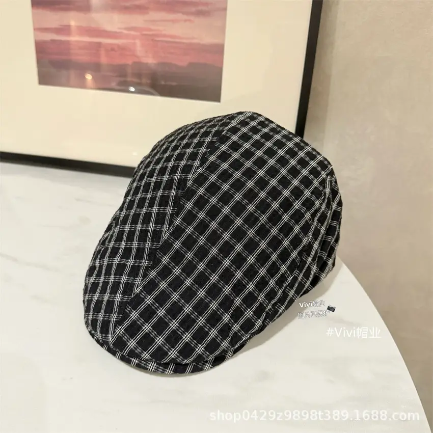 Women Retro Plaid Baseball Cap Spring Summer Thin Breathable - Image 2