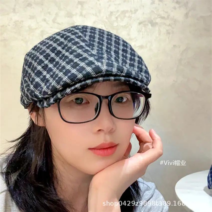 Women Retro Plaid Baseball Cap Spring Summer Thin Breathable — feature 7