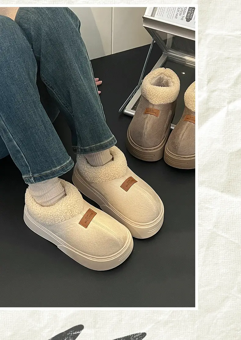 Women Winter Warm Cotton Slippers with Heel Cover — feature 12