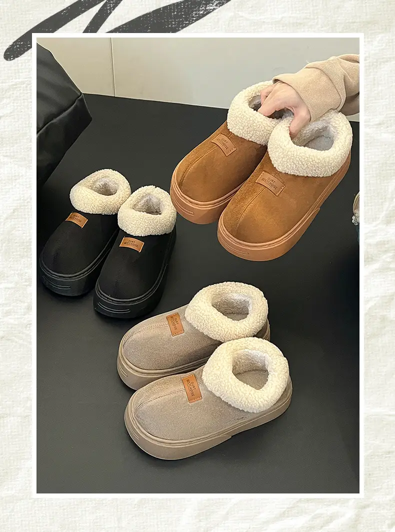 Women Winter Warm Cotton Slippers with Heel Cover — feature 13