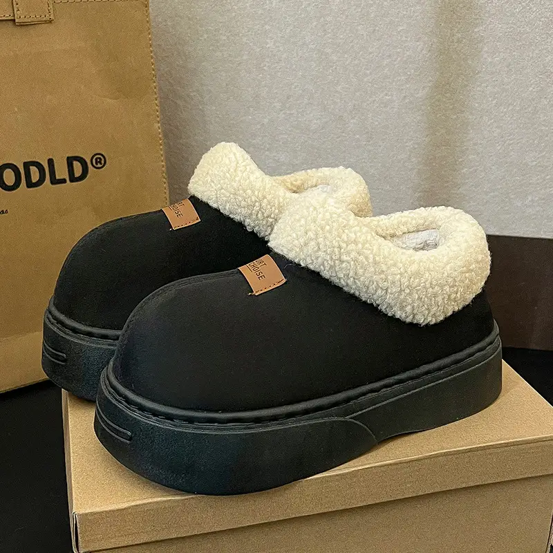 Women Winter Warm Cotton Slippers with Heel Cover