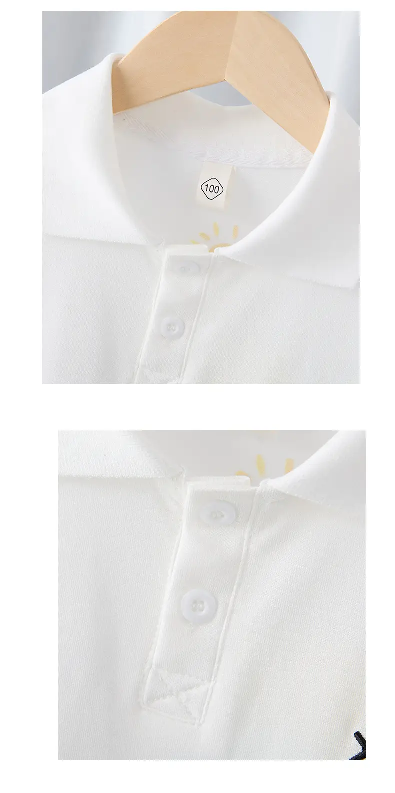 White Cotton Graphic Polo Shirt for Boys Summer 2025 — feature 8