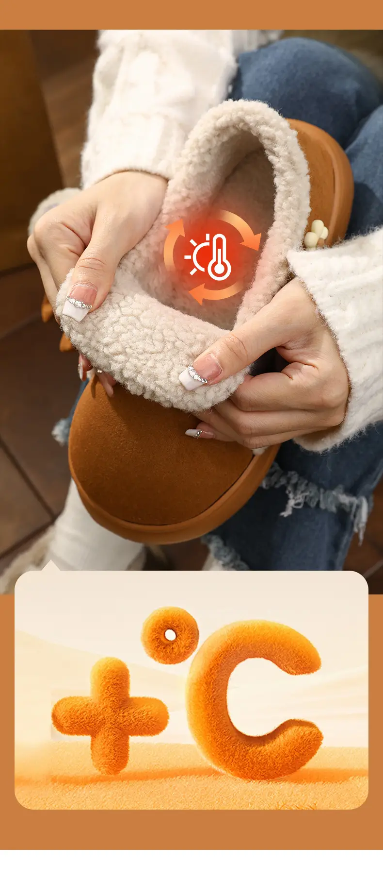 Women's Black Bow Warm Winter Slippers — feature 4