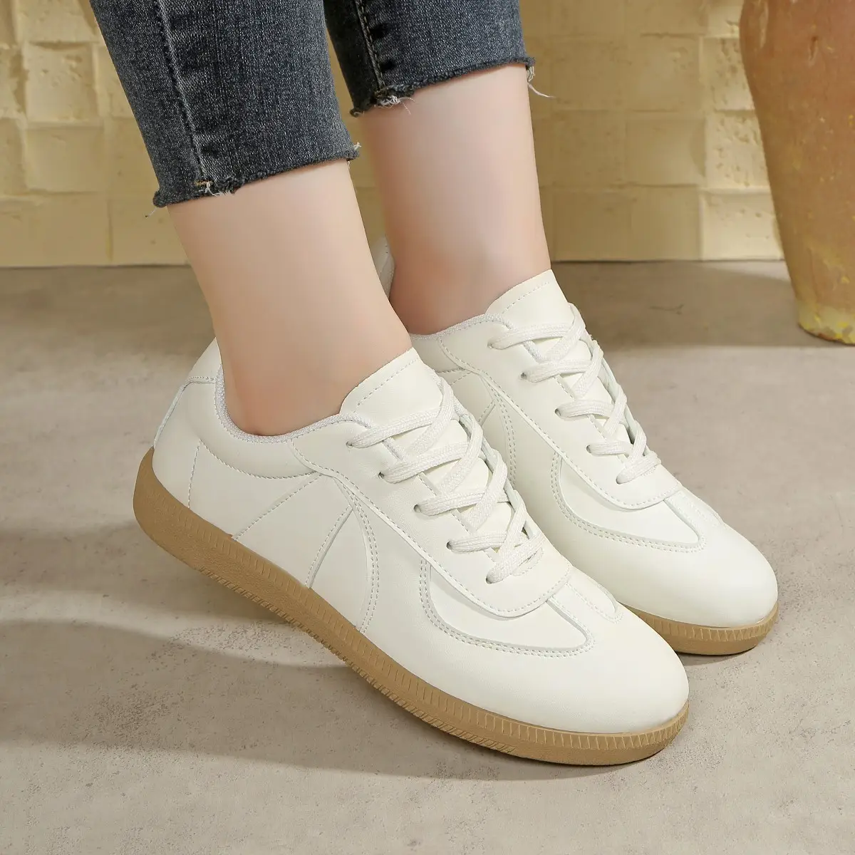 Women White Leather Casual Shoes 2025 - Image 3