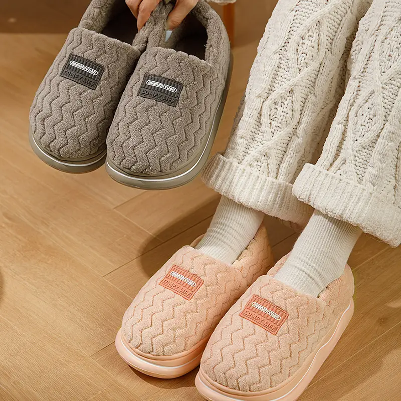 Winter New Cotton Slippers for Women Warm Bag Heel Thickened Bottom Plush - Image 7