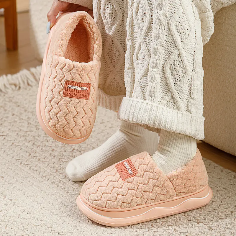 Winter New Cotton Slippers for Women Warm Bag Heel Thickened Bottom Plush - Image 8