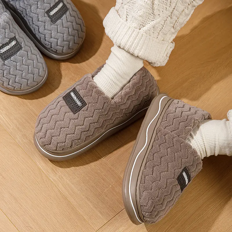 Winter New Cotton Slippers for Women Warm Bag Heel Thickened Bottom Plush - Image 9