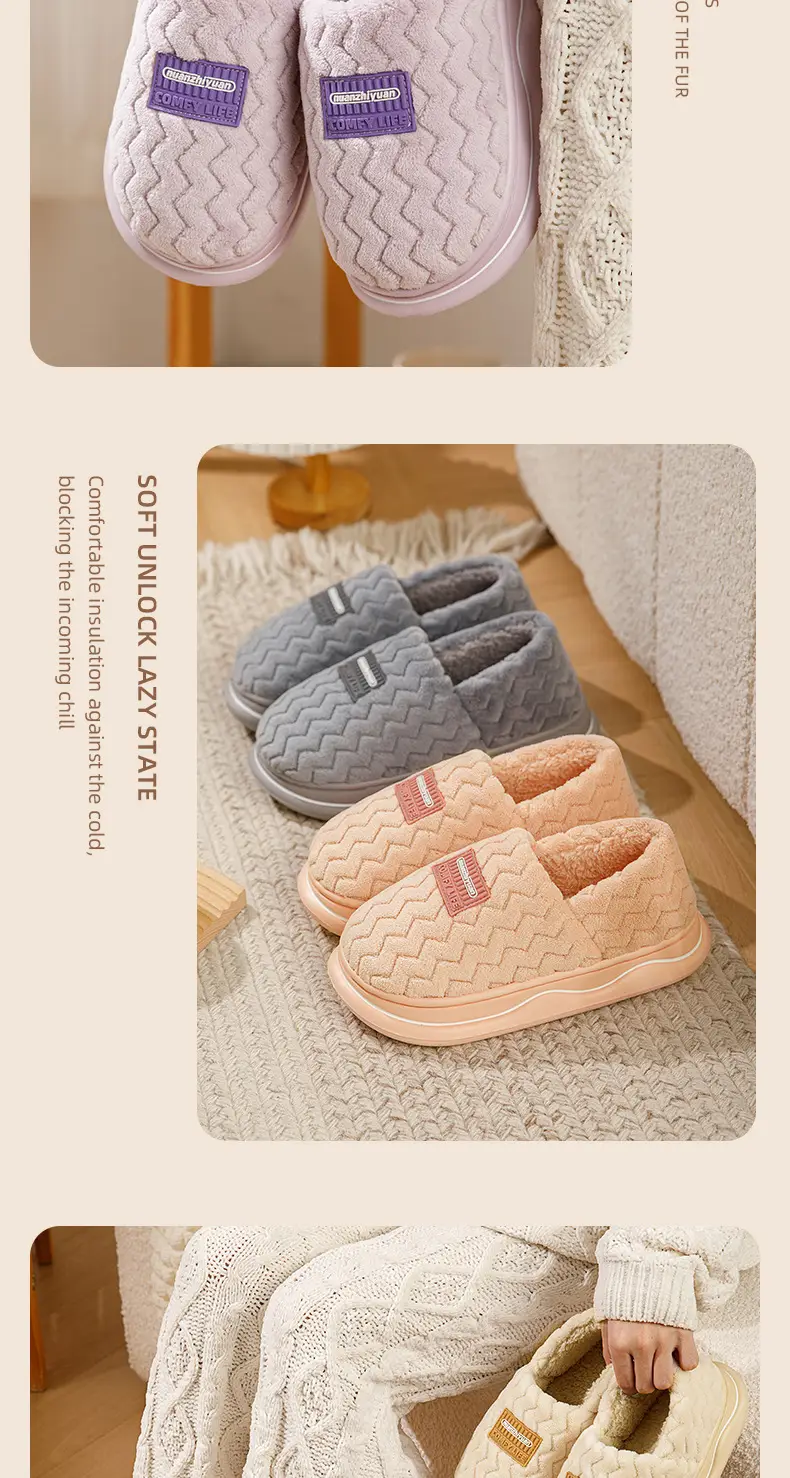 Winter New Cotton Slippers for Women Warm Bag Heel Thickened Bottom Plush — feature 12