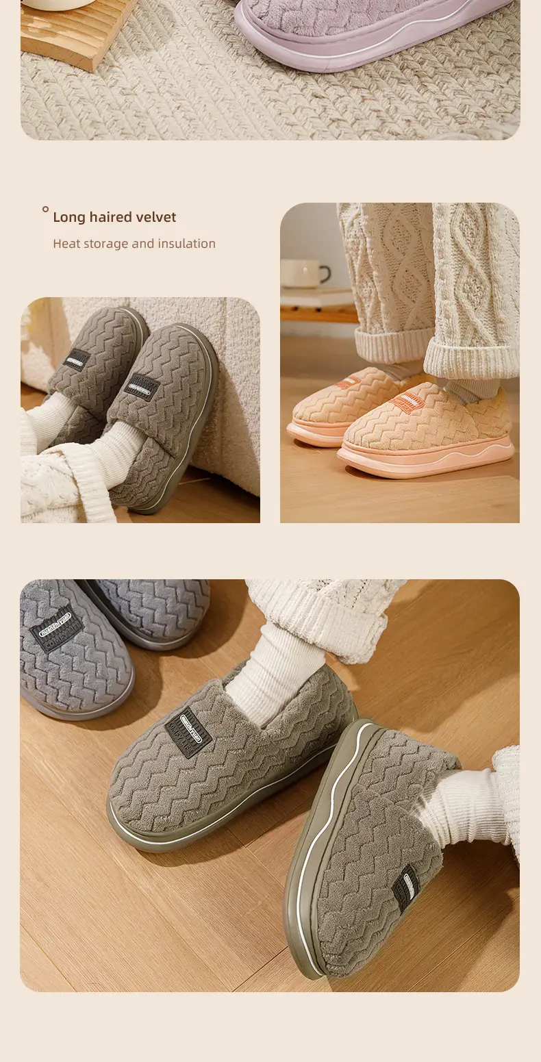 Winter New Cotton Slippers for Women Warm Bag Heel Thickened Bottom Plush — feature 14