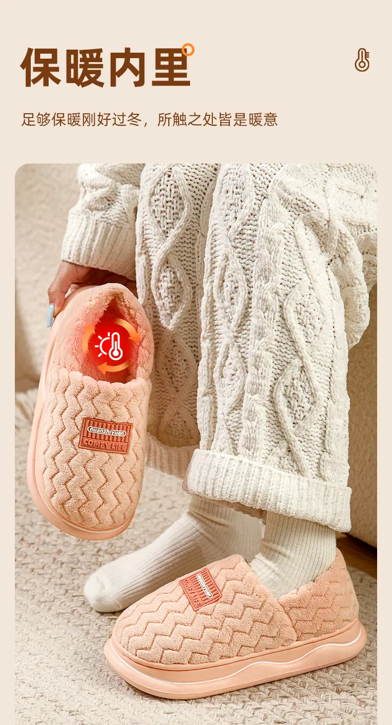 Winter New Cotton Slippers for Women Warm Bag Heel Thickened Bottom Plush — feature 4