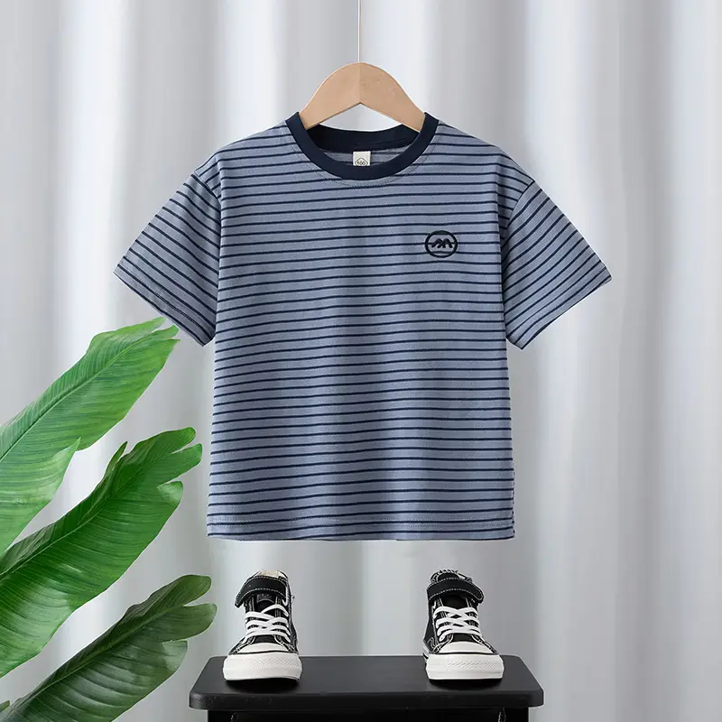 Striped Kids T-Shirt Boys 2025 Summer Medium to XL - Image 2
