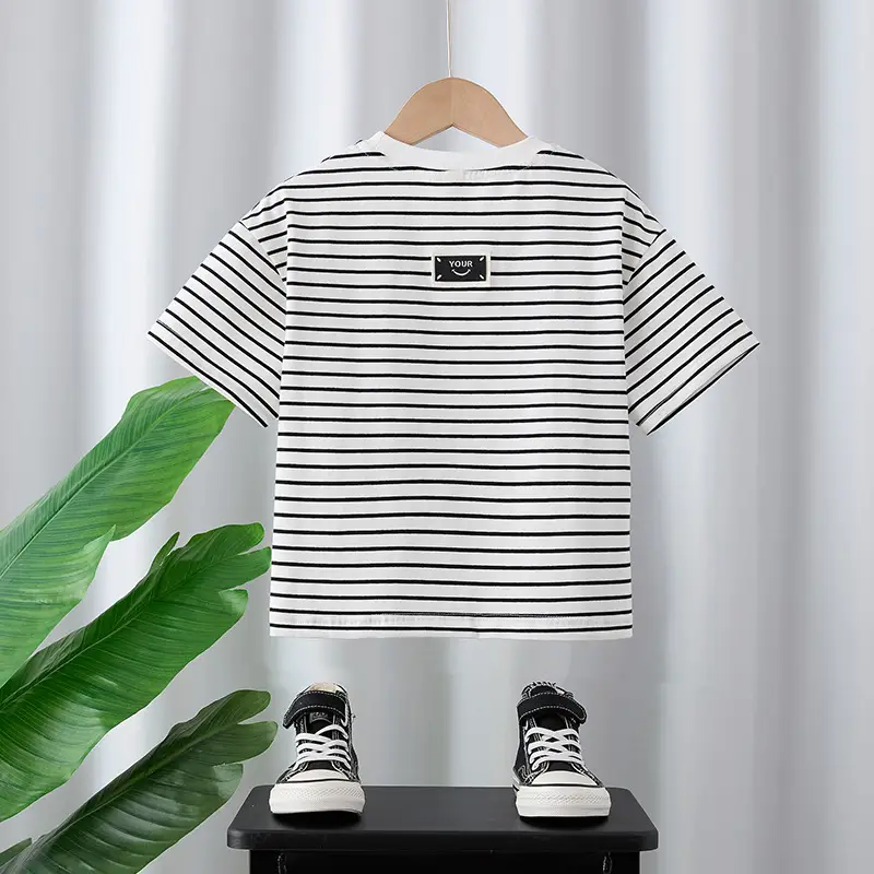 Striped Kids T-Shirt Boys 2025 Summer Medium to XL - Image 4