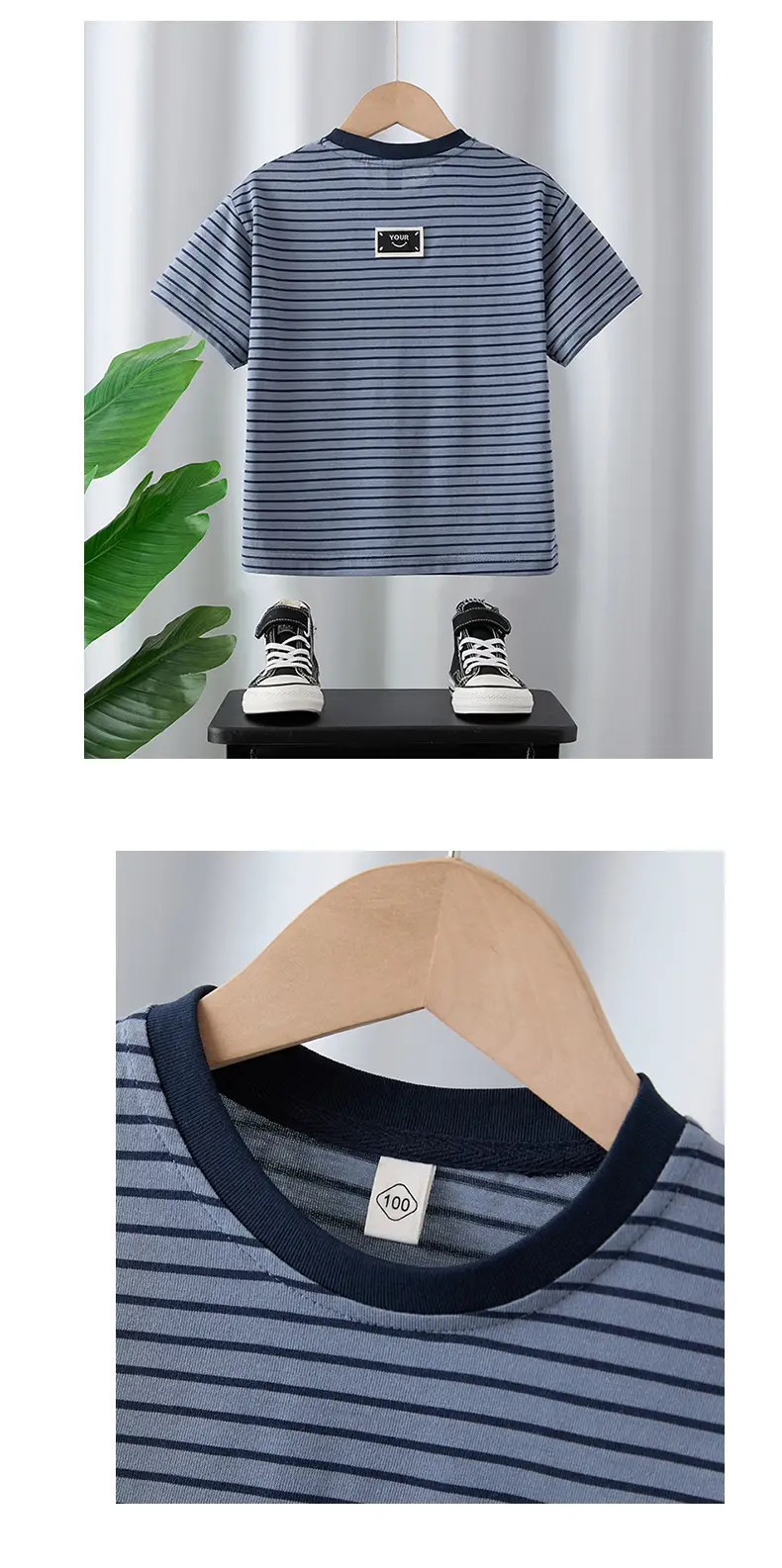 Striped Kids T-Shirt Boys 2025 Summer Medium to XL — feature 9