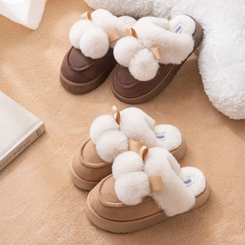 Women Winter Furry Slippers Thick Cotton Warm Indoor - Image 6