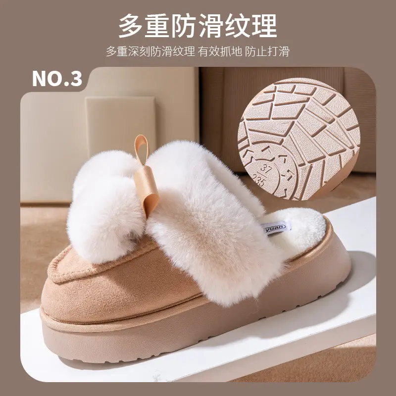 Women Winter Furry Slippers Thick Cotton Warm Indoor - Image 8