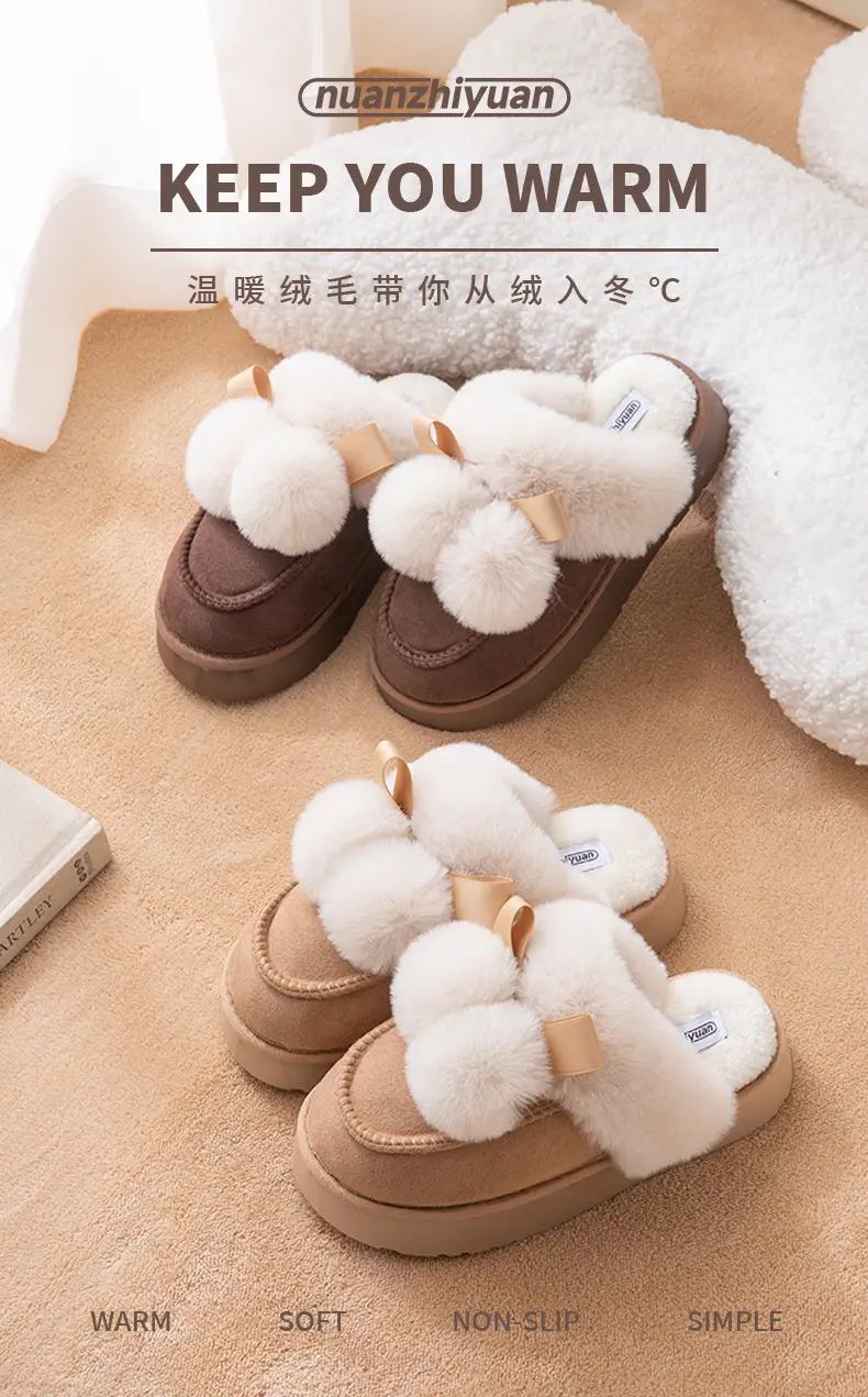 Women Winter Furry Slippers Thick Cotton Warm Indoor — feature 1