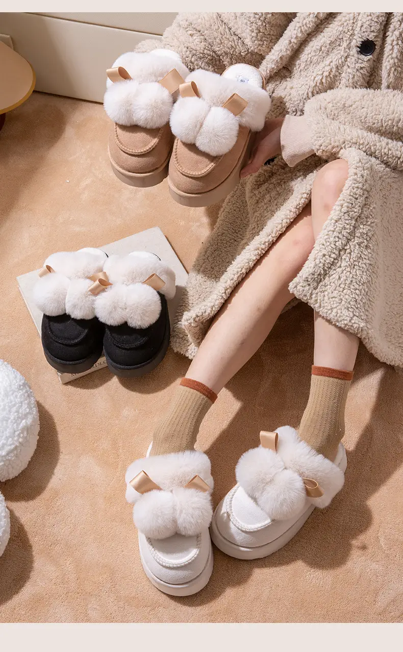 Women Winter Furry Slippers Thick Cotton Warm Indoor — feature 12