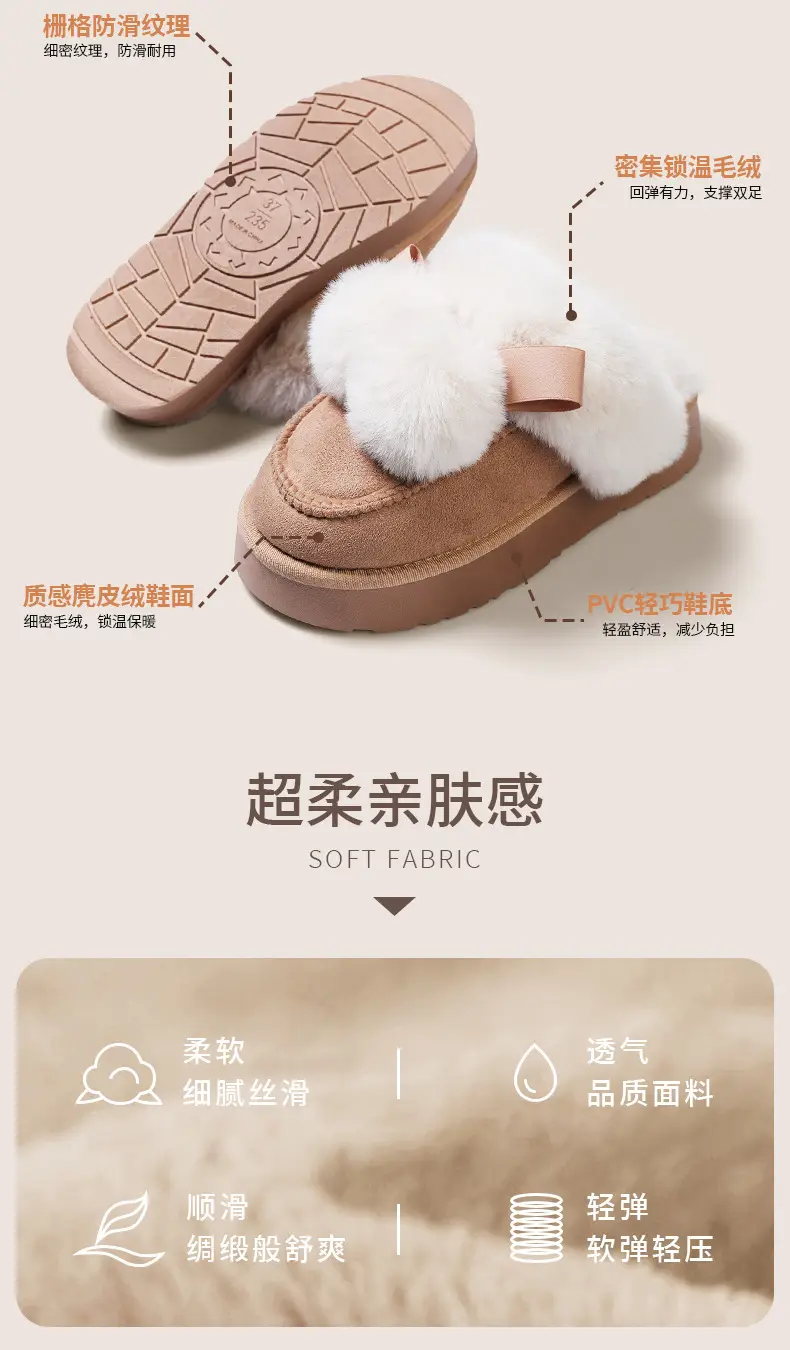 Women Winter Furry Slippers Thick Cotton Warm Indoor — feature 4