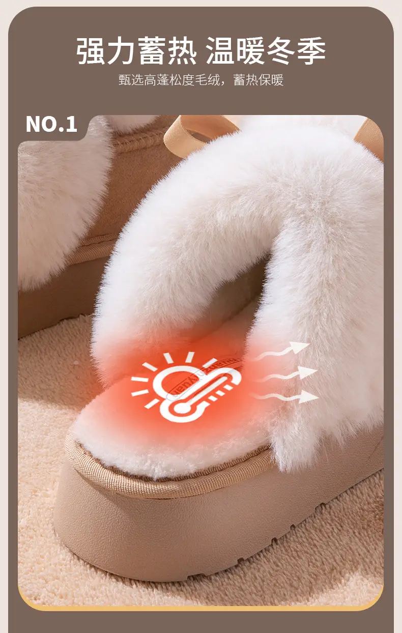 Women Winter Furry Slippers Thick Cotton Warm Indoor — feature 5
