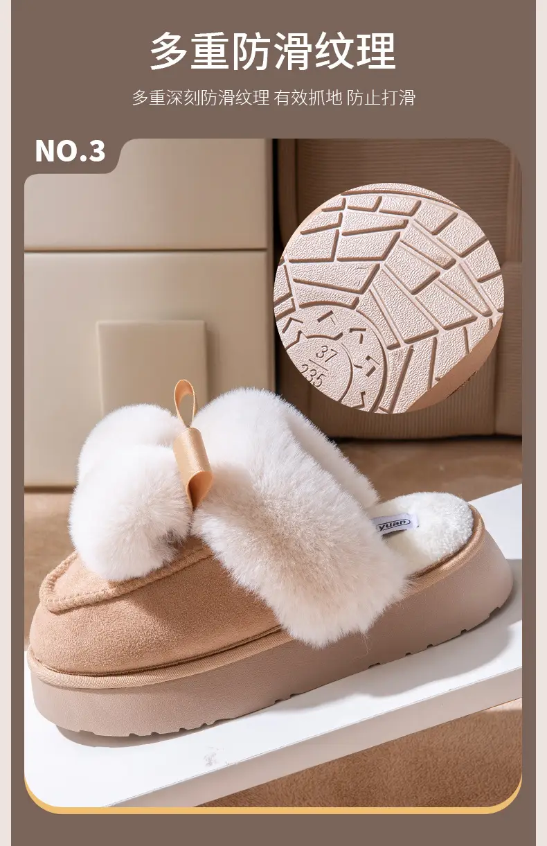 Women Winter Furry Slippers Thick Cotton Warm Indoor — feature 7