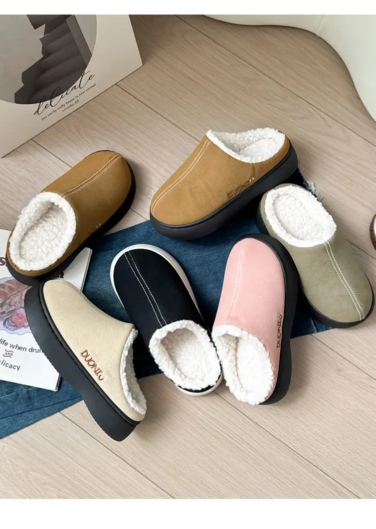 Foreign Trade Cotton Slippers for Women in Autumn and Winter Indoor Non-Slip Thick-Soled Home Toe-Toe Outer Wear Warm and Fashionable Cross-Border Cotton Slippers for Men — feature 3