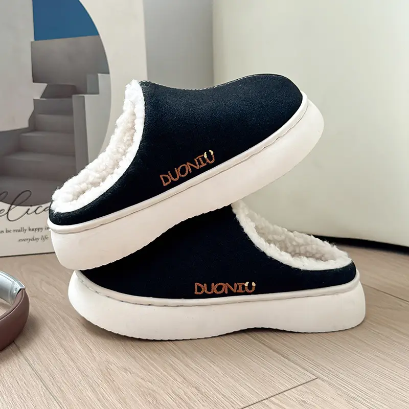 Foreign Trade Cotton Slippers for Women in Autumn and Winter Indoor Non-Slip Thick-Soled Home Toe-Toe Outer Wear Warm and Fashionable Cross-Border Cotton Slippers for Men - Image 3