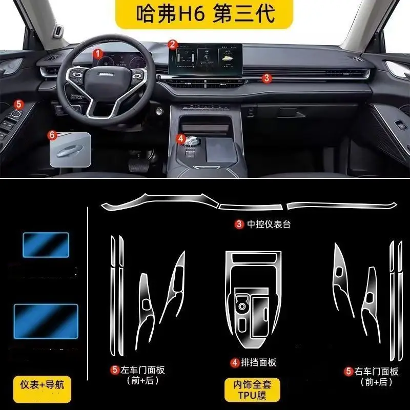 Haval H6 Third Generation Central Control Gear Film Interior Film Instrument Panel Navigation Tpu Film Car Interior Supplies