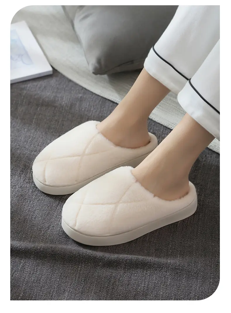 Plush Cotton Slippers for Women, Autumn and Winter 2025, Non-Slip Indoor Home Thick-Soled Warm Couple Cotton Slippers, Men's Winter Style — feature 12