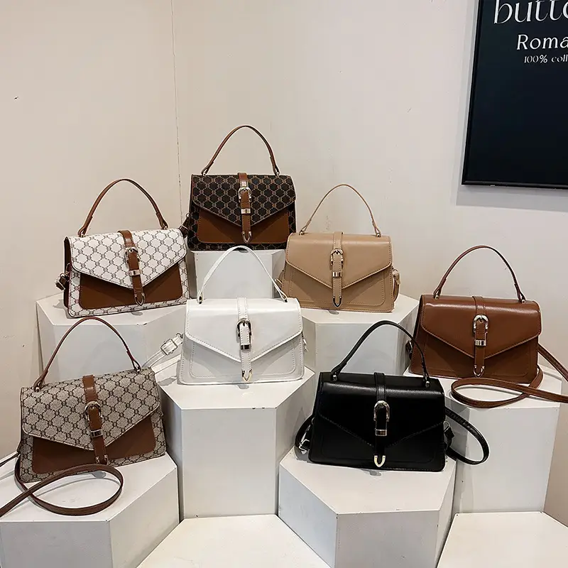 Retro Spliced Satchel Bag for Women Brown Brown - Image 11