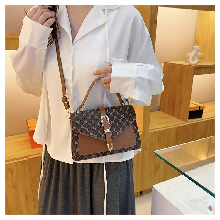 Retro Spliced Satchel Bag for Women Brown Brown — feature 15