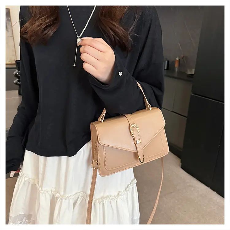 Retro Spliced Satchel Bag for Women Brown Brown — feature 23