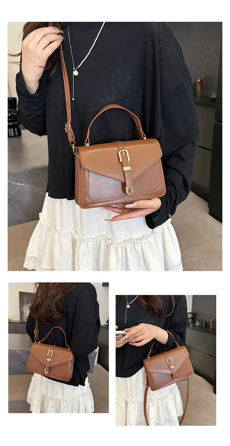 Retro Spliced Satchel Bag for Women Brown Brown — feature 28