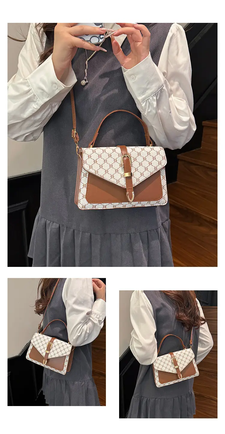Retro Spliced Satchel Bag for Women Brown Brown — feature 29