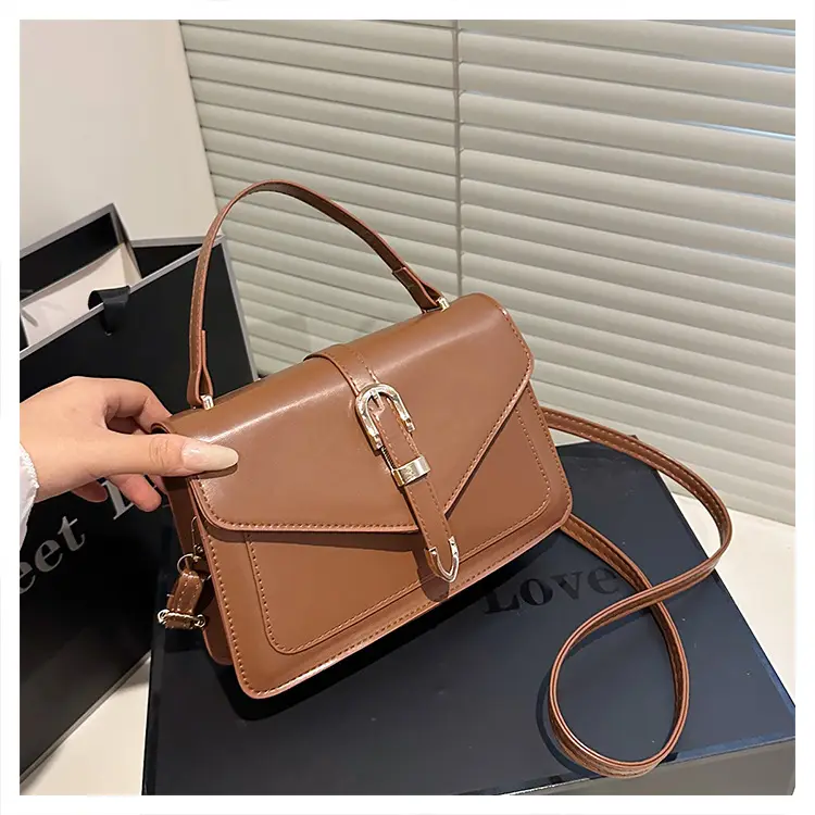 Retro Spliced Satchel Bag for Women Brown Brown — feature 36