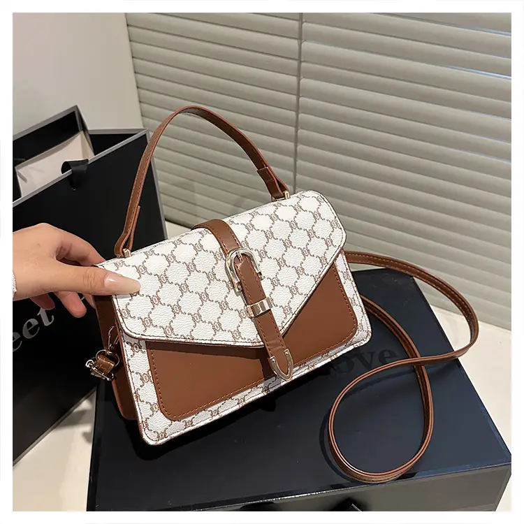 Retro Spliced Satchel Bag for Women Brown Brown — feature 37