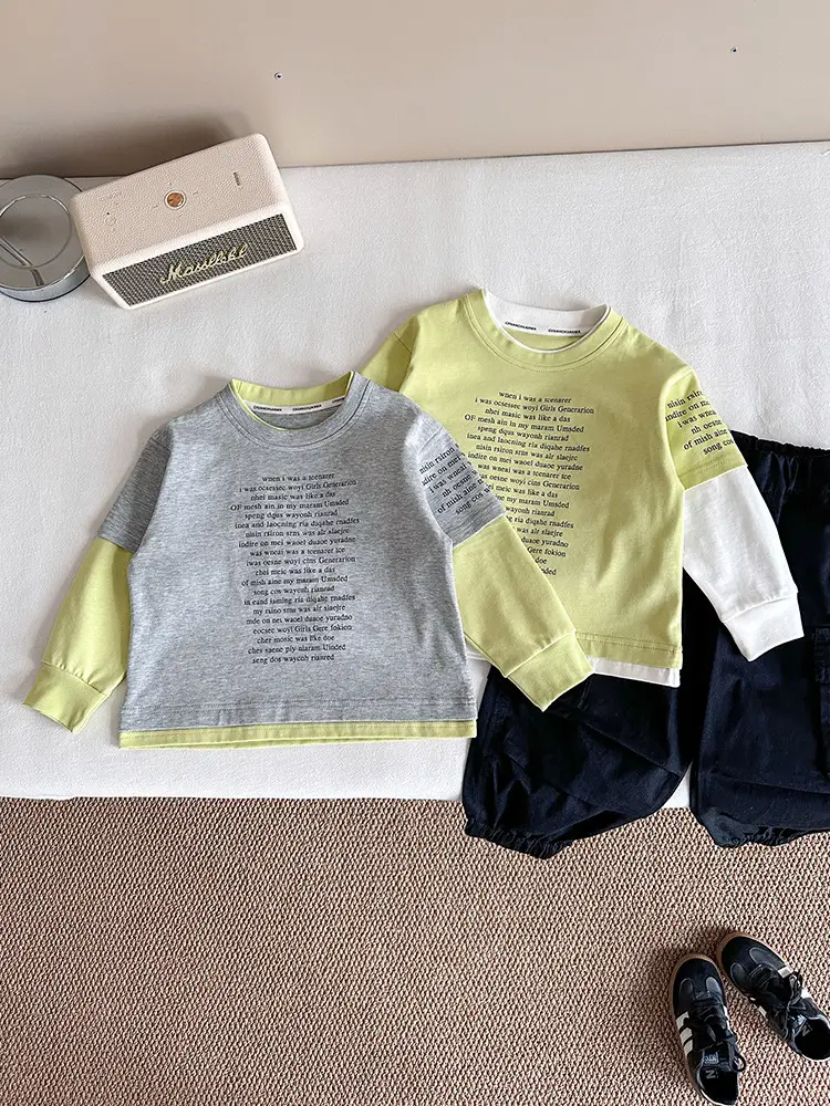 Nausicaa Fake Two-Piece Spliced T-Shirt Boys' Korean Style - Image 4