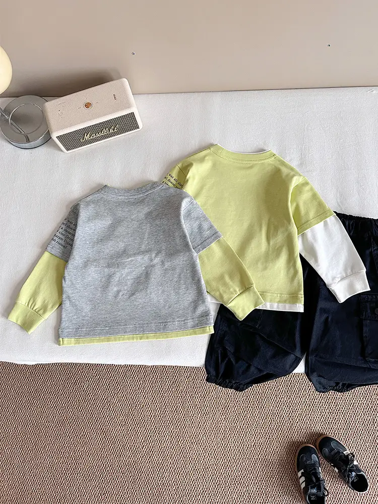 Nausicaa Fake Two-Piece Spliced T-Shirt Boys' Korean Style - Image 5