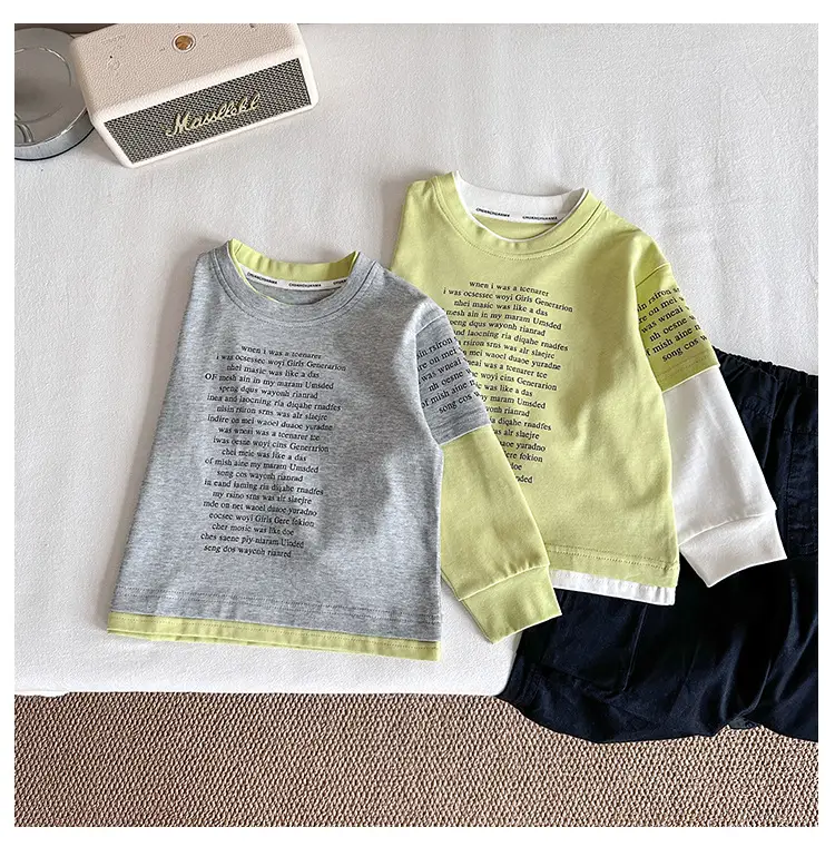 Nausicaa Fake Two-Piece Spliced T-Shirt Boys' Korean Style — feature 10