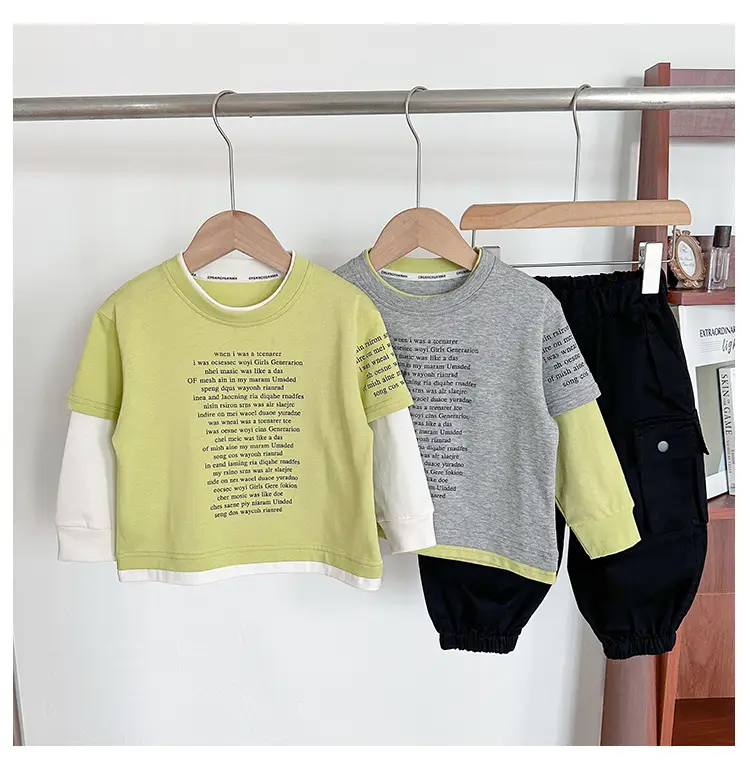 Nausicaa Fake Two-Piece Spliced T-Shirt Boys' Korean Style — feature 14