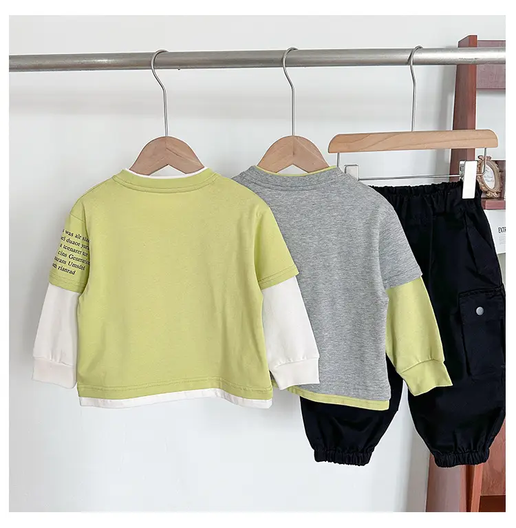 Nausicaa Fake Two-Piece Spliced T-Shirt Boys' Korean Style — feature 15